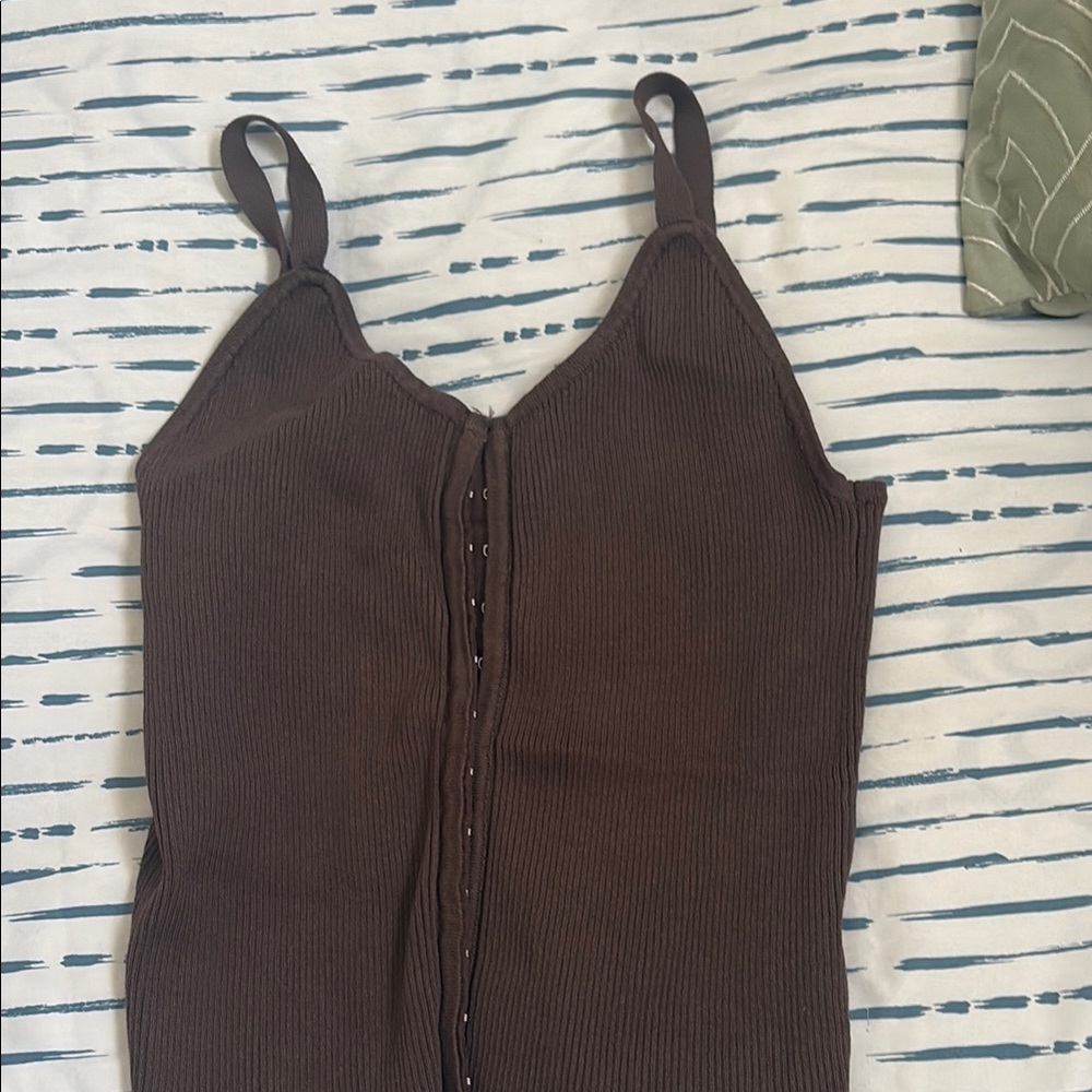 Active USA Brown Ribbed Blouse